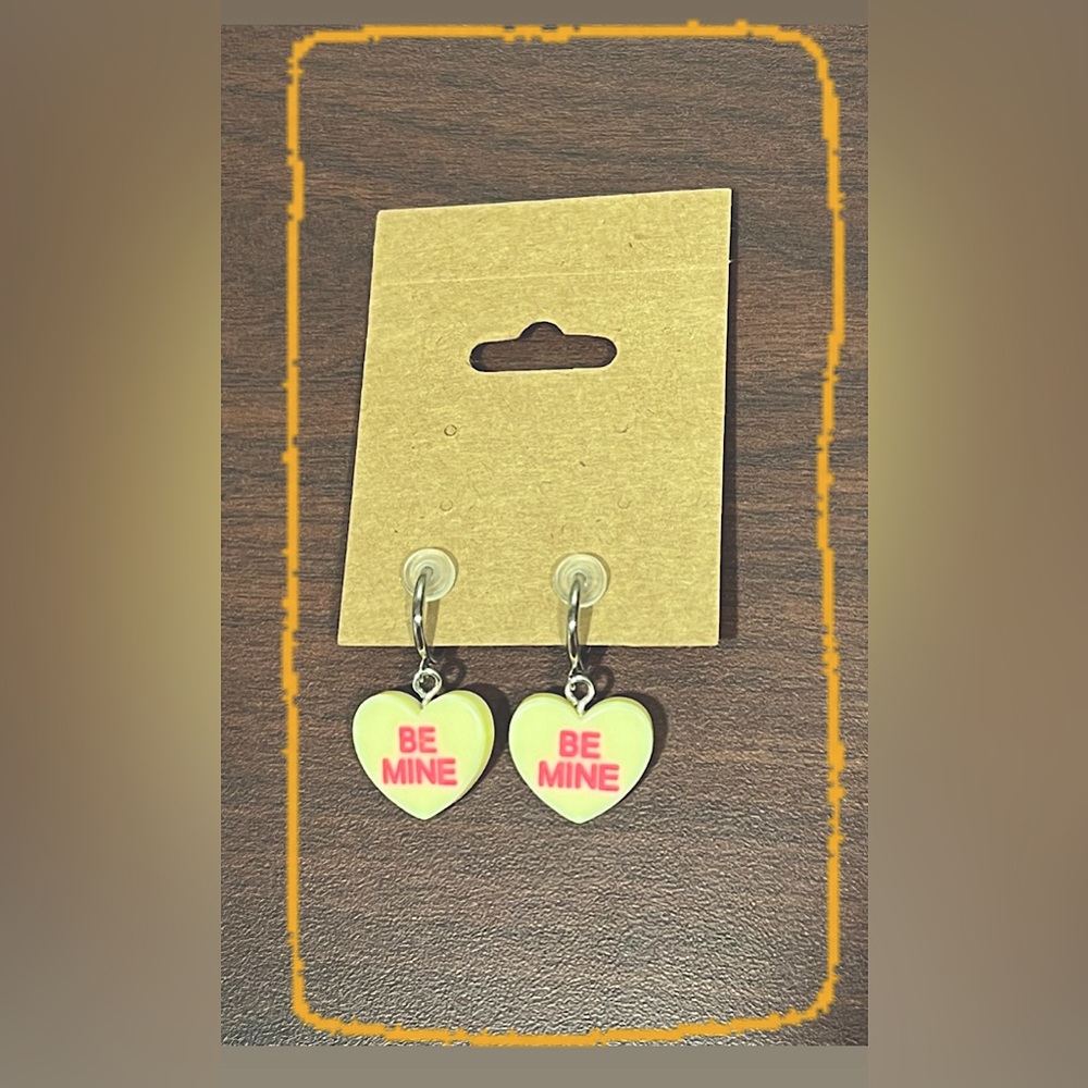 Yellow Valentine Hearts Clip On Earrings